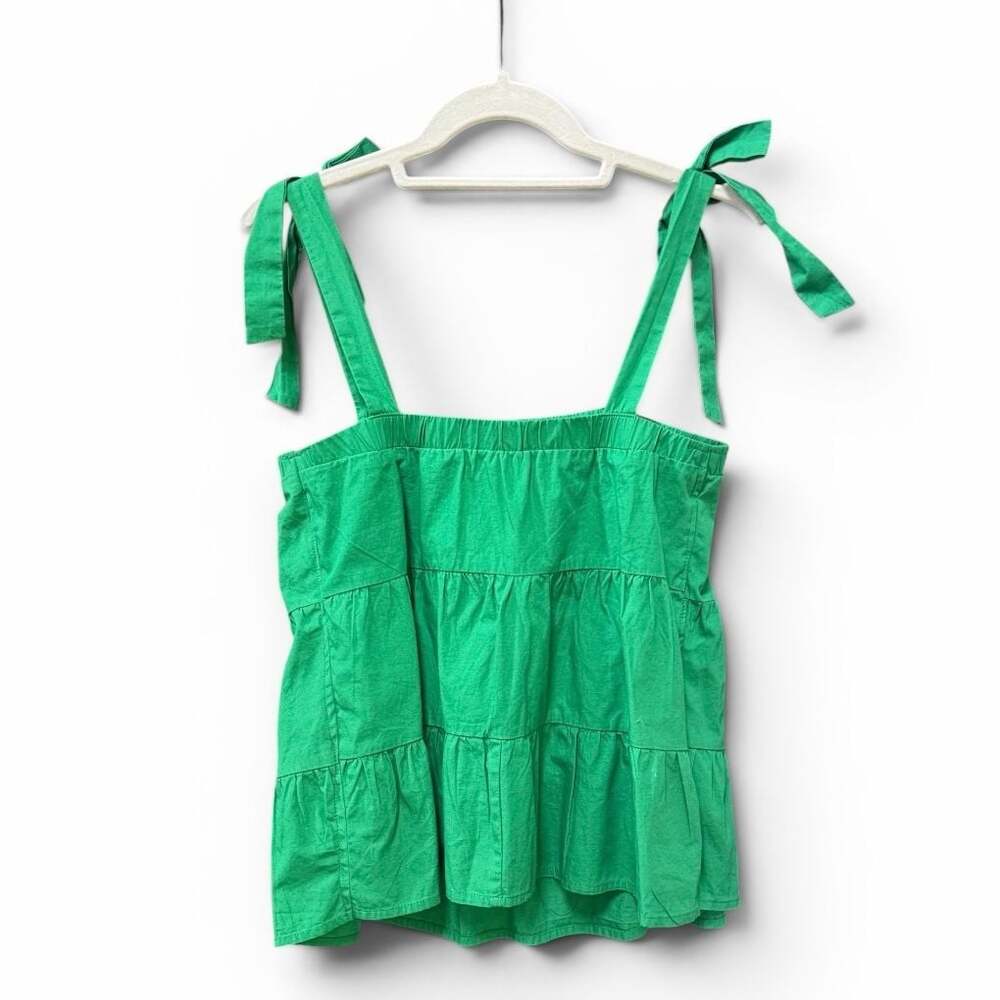 Selfie Women's Green Tiered Babydoll Cami with Tie Shoulders